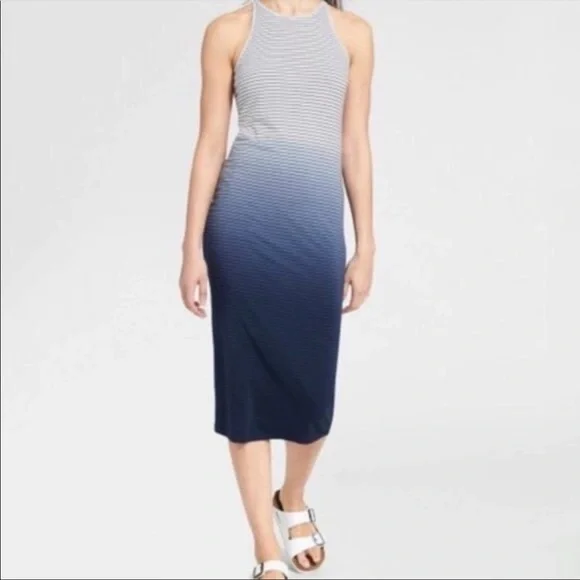 Athleta Sunkissed Striped Midi Dress Blue Ombre Athleta Sunkissed Striped Midi Dress Blue Ombre